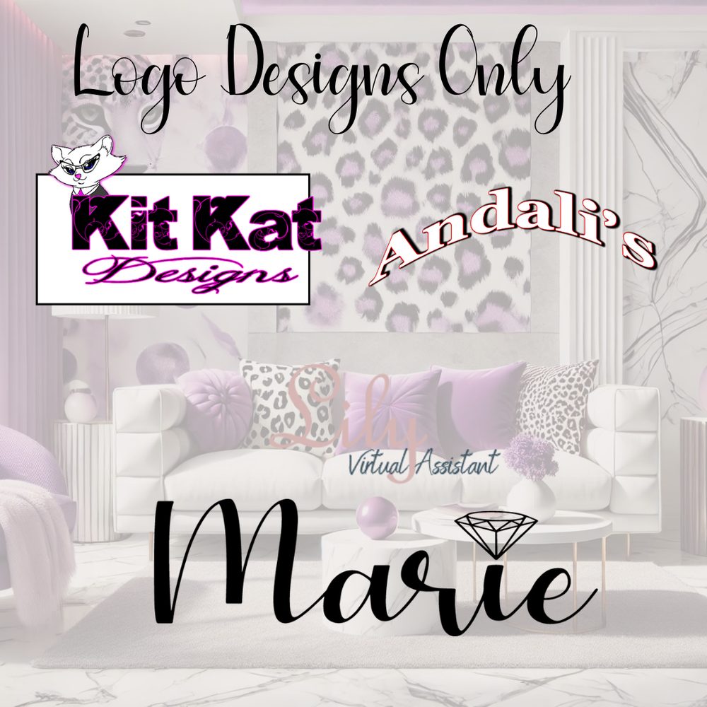 A mockup sheet showing several early logo design concepts together