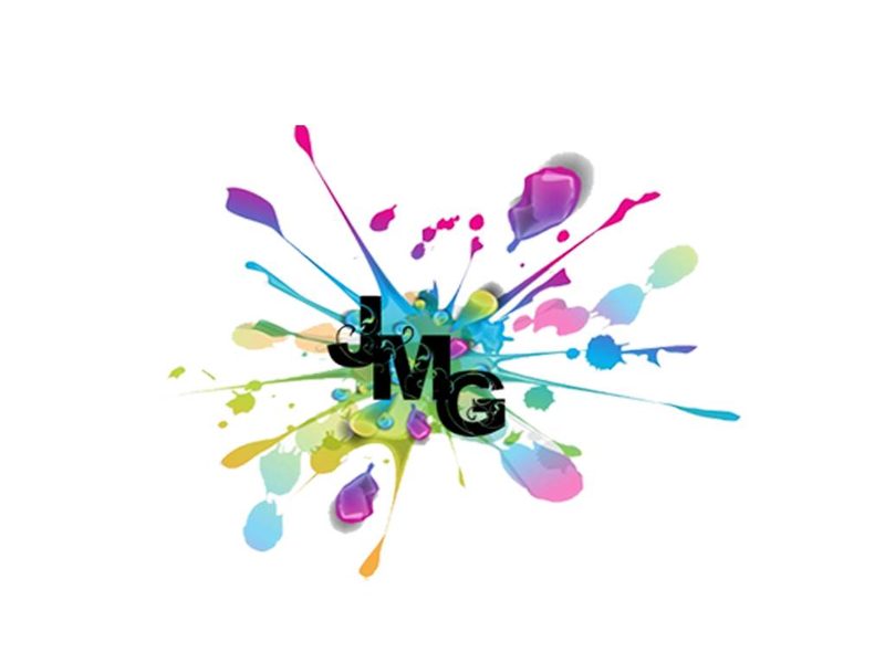 An early colorful paint splash logo design with bold lettering