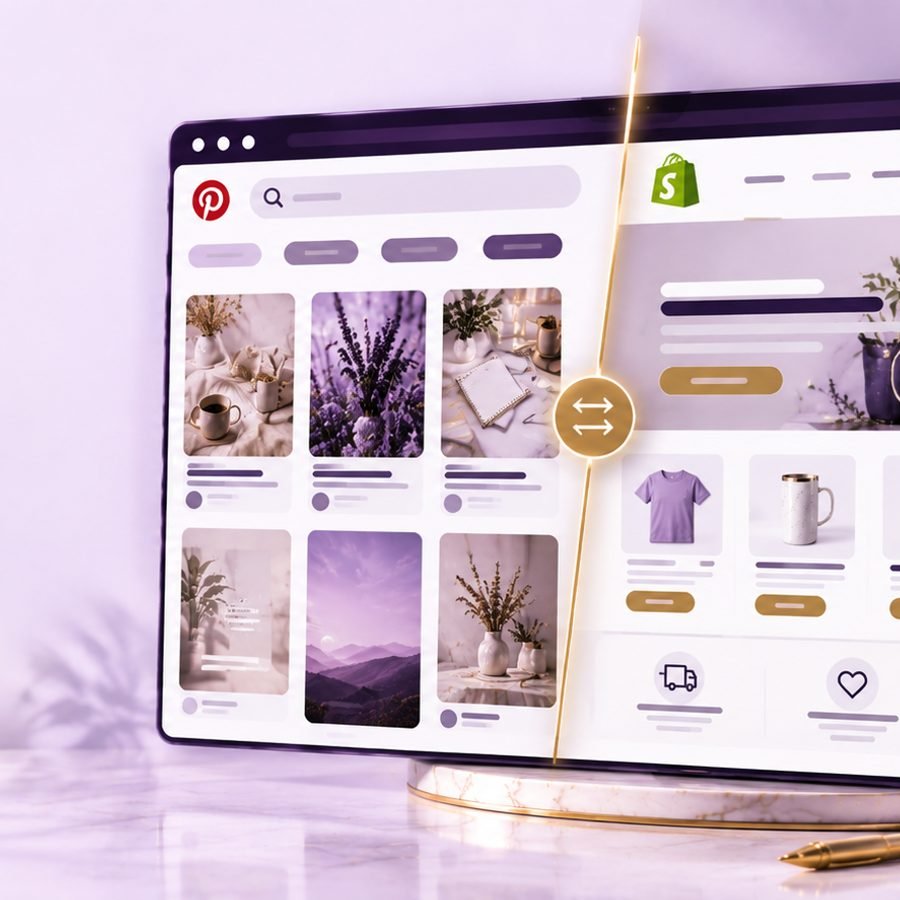 A Pinterest board connected through to a synced storefront