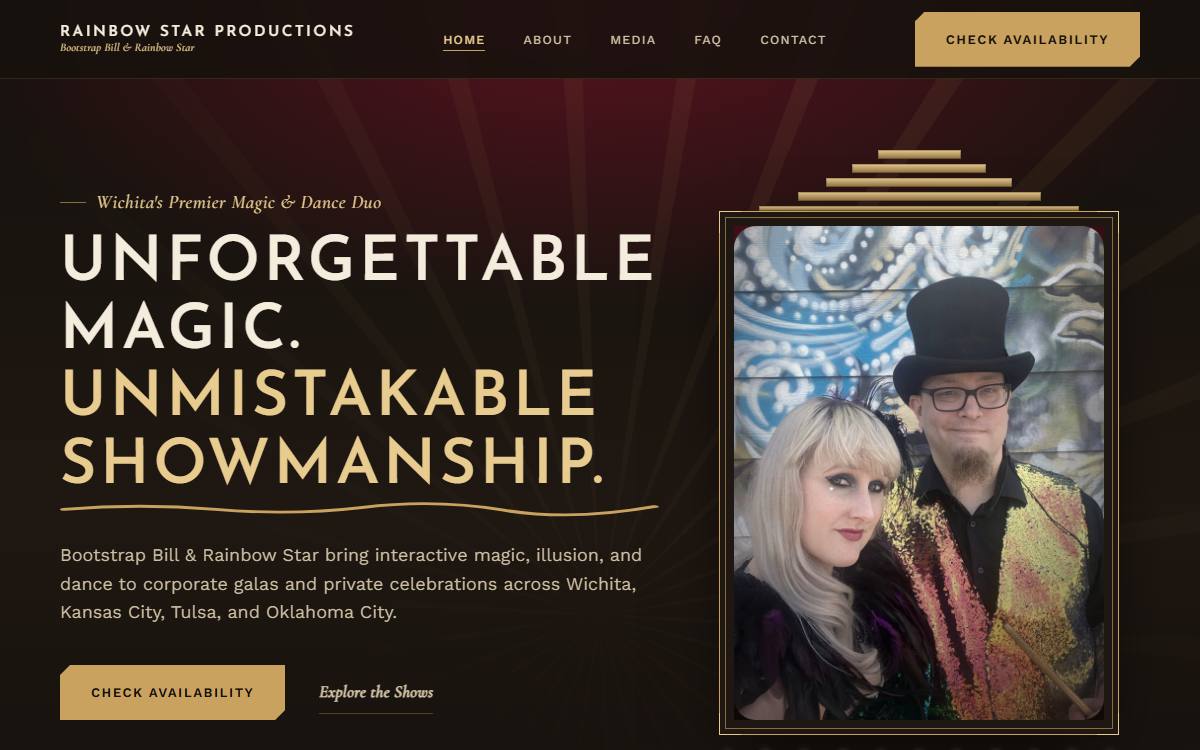 Rainbowstar Productions entertainment booking website concept