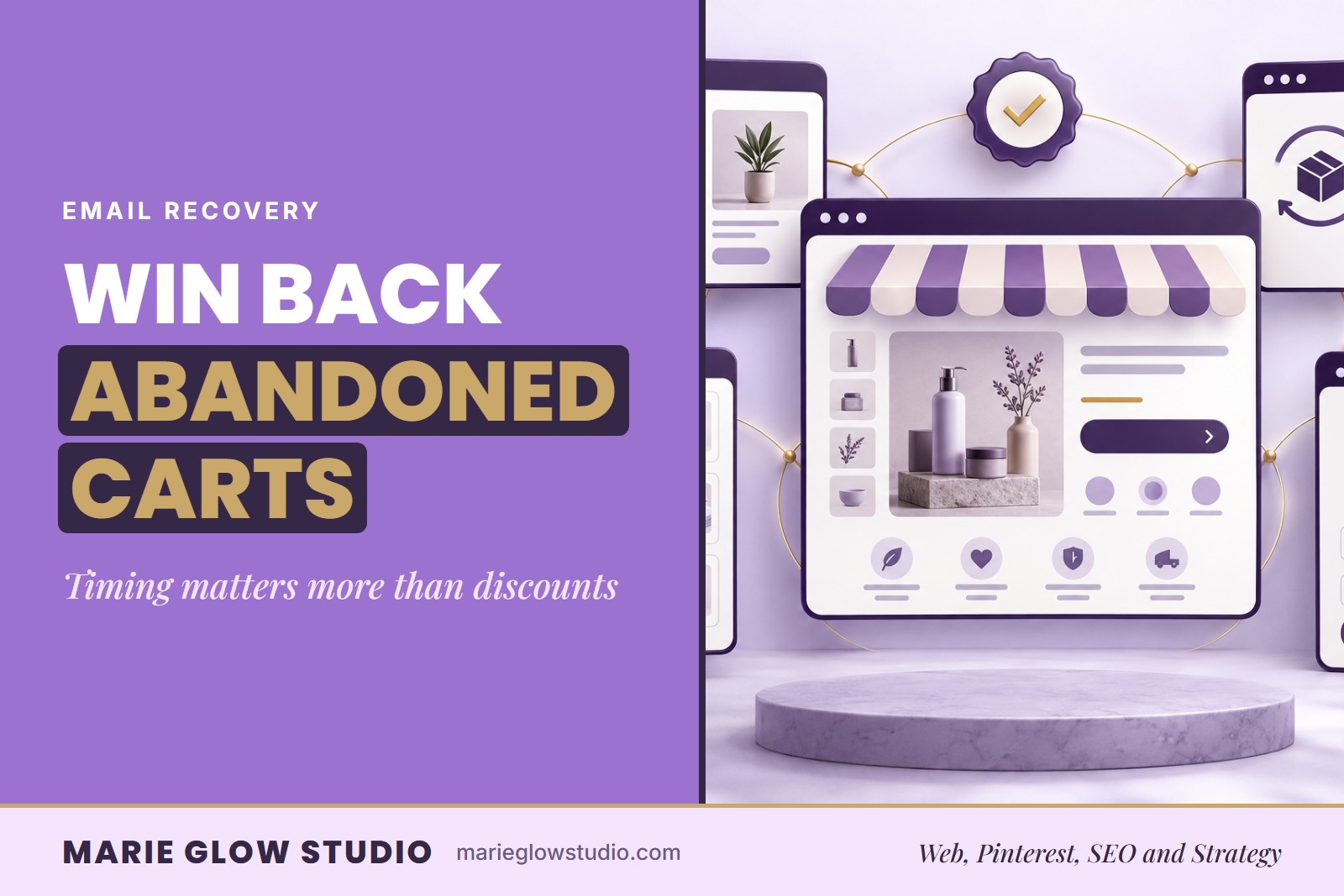 Marie Glow Studio blog graphic: Win Back Abandoned Carts