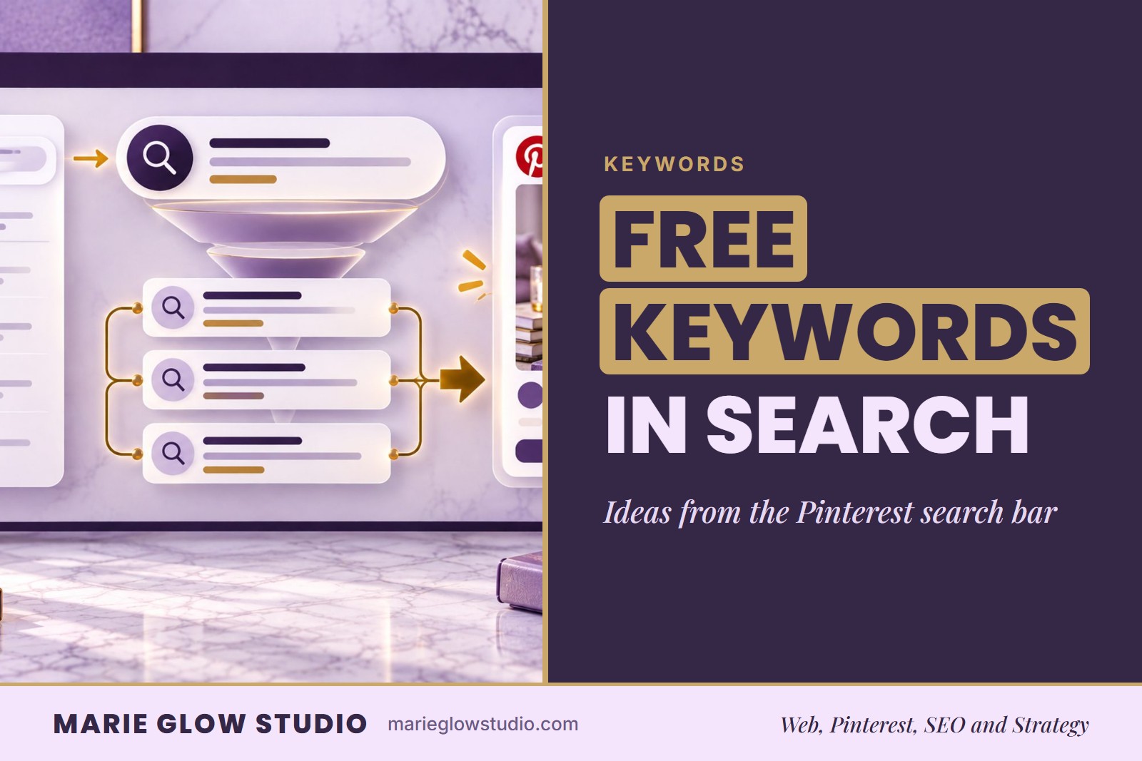 Marie Glow Studio blog graphic: Free Keywords in Search