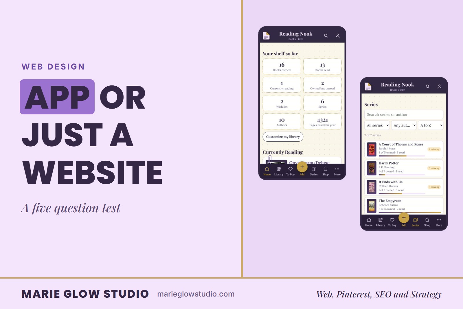 Marie Glow Studio blog graphic: App or Just a Website